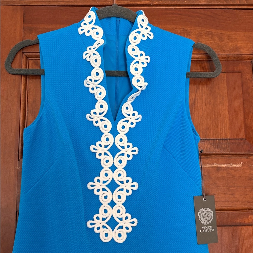 Vince Camuto | Blue Dress with White Detailing - Picture 2 of 8